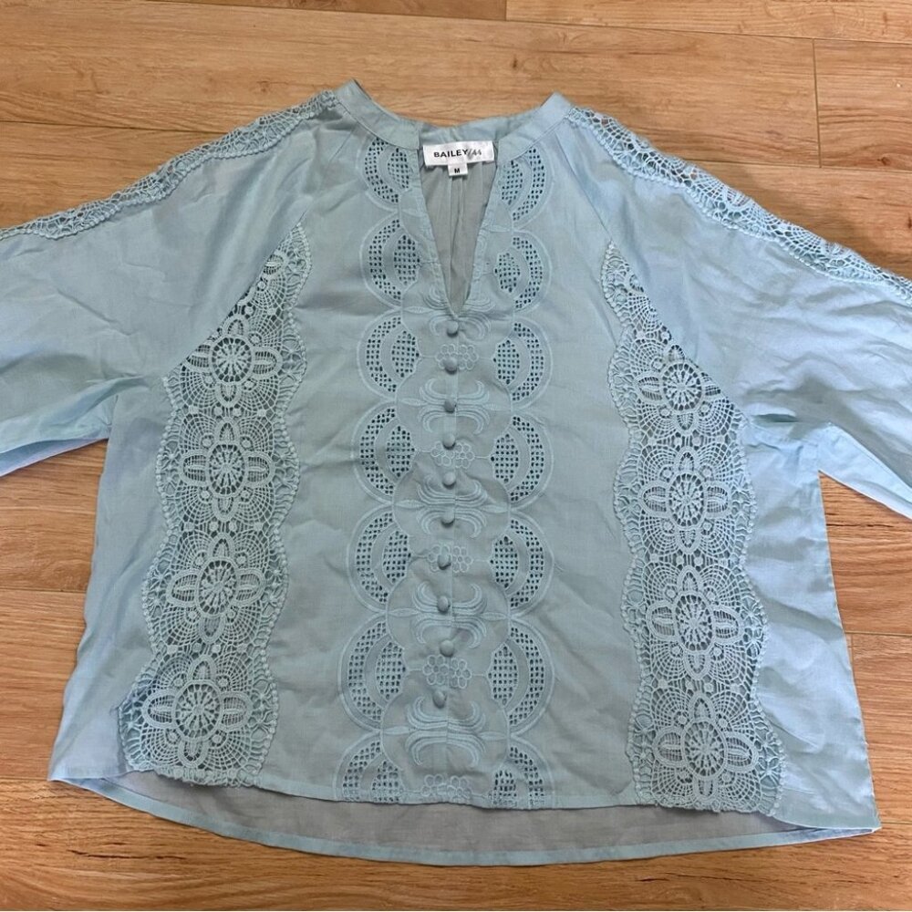 Bailey 44 Light Blue Lace Detail Women's Top - Picture 8 of 12